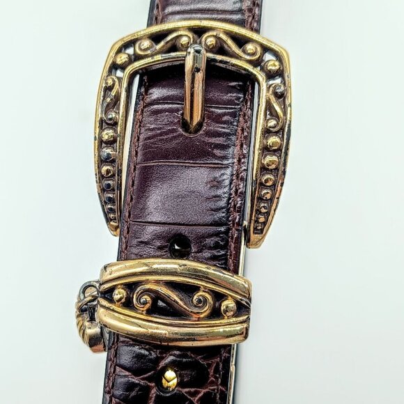 Vintage Brighton Oxblood Leather Croco Embossed Belt main image 4